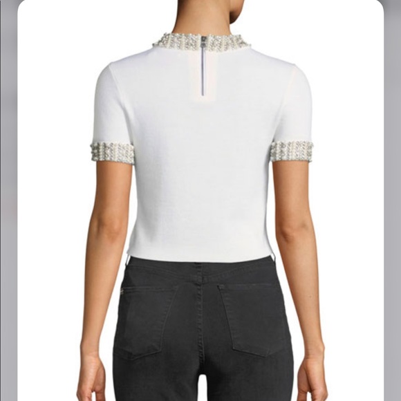 Alice + Olivia Ciara Mock Neck Embellished Crop - Picture 2 of 10